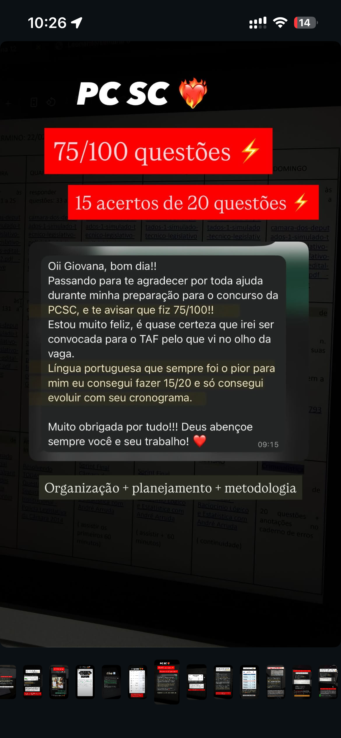 Depoimento de aluna da Giovana
