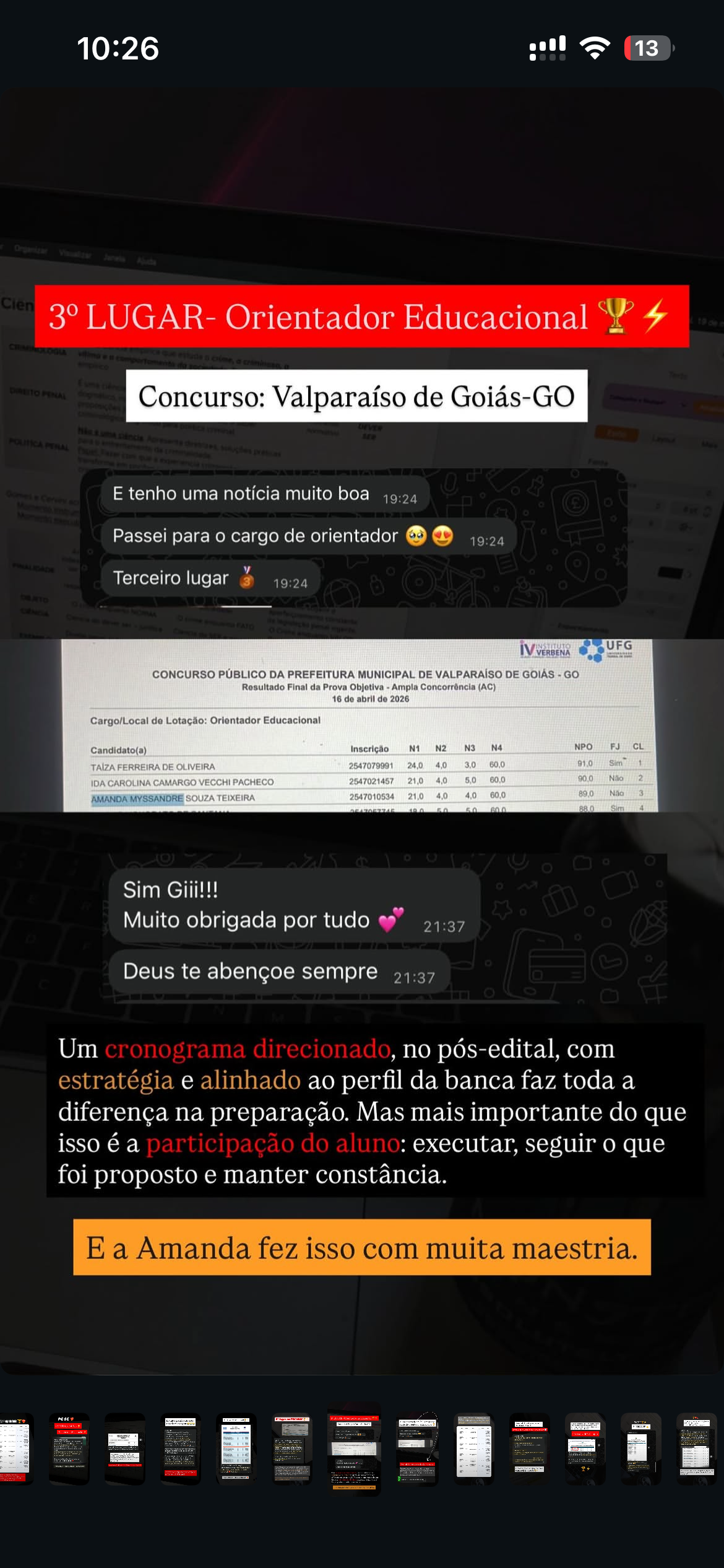 Depoimento de aluna da Giovana